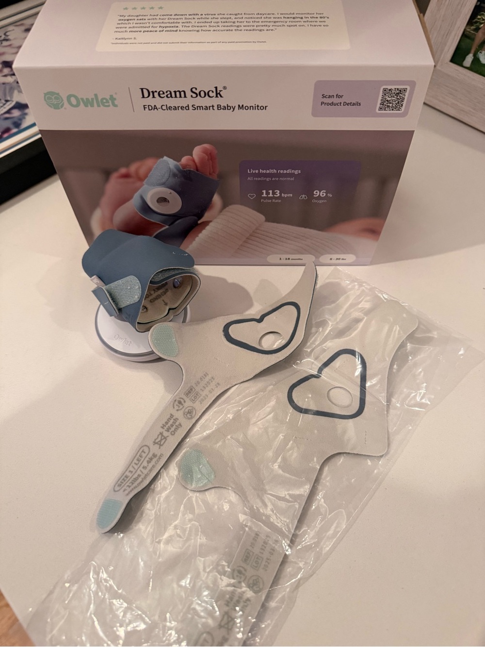 Owlet Dream Sock Baby Heart Monitor in Blue